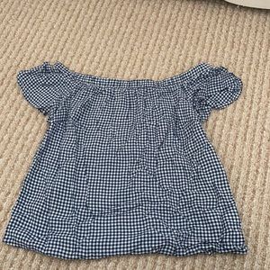 Checkerboard off shoulder top.